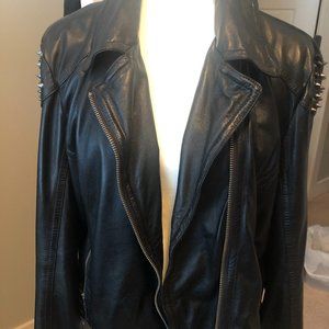 Leather Jacket with Studded Shoulders- AMAZING!!